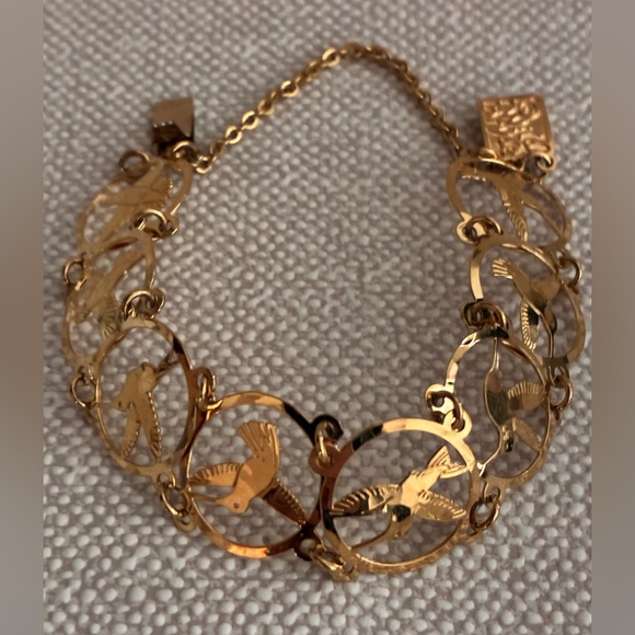 Wild Bryde Hummingbird Bracelet Panel Signed 14K Gold Plate Vintage. - Picture 2 of 6